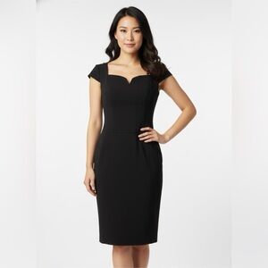 Ted Baker London Black Cap Sleeve Midi Cocktail Party Dress Size 3 / US Size 8
